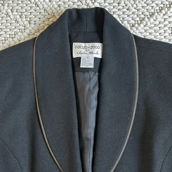 FOCUS 2000 by Charles Glueck Vintage Blazer Jacket Black | Black Blazer Jacket - Picture 3 of 9